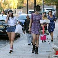 Daisy Lowe and a female companion walking her pet dog | Picture 89014